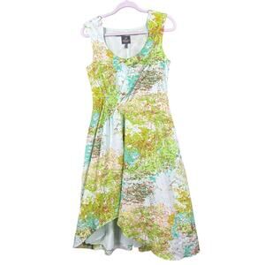 Adrianna Papell Floral Jacquard Fit and Flare Casual Dress Womens Size 6 Green